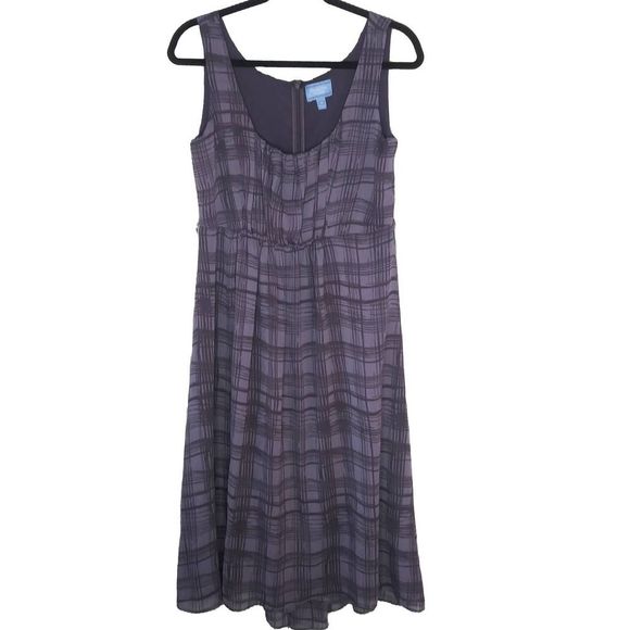 Vera Wang Dresses & Skirts - Vera Wang Sz 8 Dress Purple Cross Hash Pattern Midi Tea Length